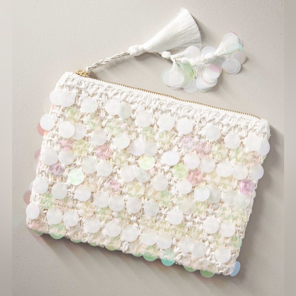 NWT Anthropologie Paillette Top Zip Pouch - Picture 1 of 3